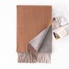 Lamb Wool Solid Color Large Scarf Autumn and Winter New Double Sided Wool Scarf Versatile Thickened Warm Shawl Dual Use