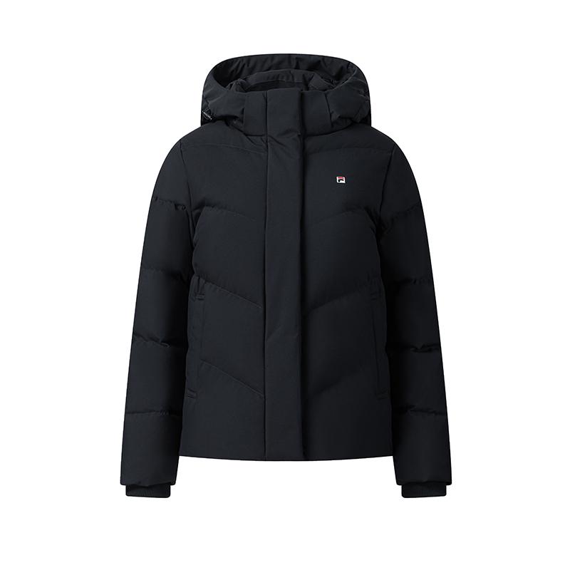 Fila Heritage Casual Elegant Fashion Versatile Duck Down Warm Padded Hooded Down Jacket Women Outerwear Legendary-Blue F11W548902FNV