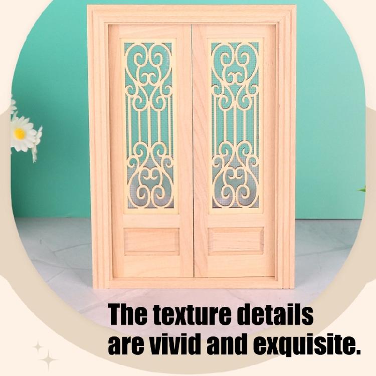 Unpainted Wood Double Hinged Door For Dollhouses Construction 1/12 Scale Miniature Building Accessory