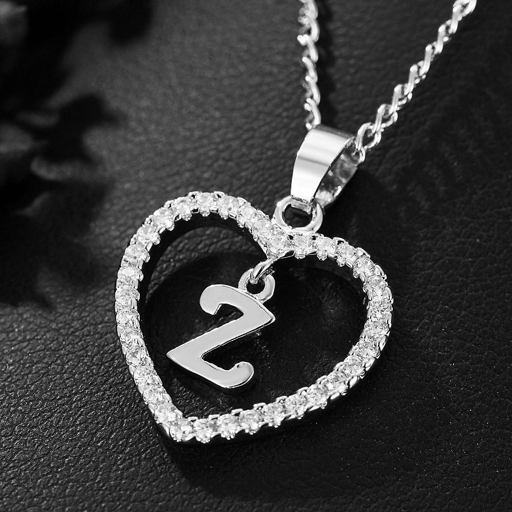 Heart Pendant Zircon Letter Necklace - 26 Letters Available
