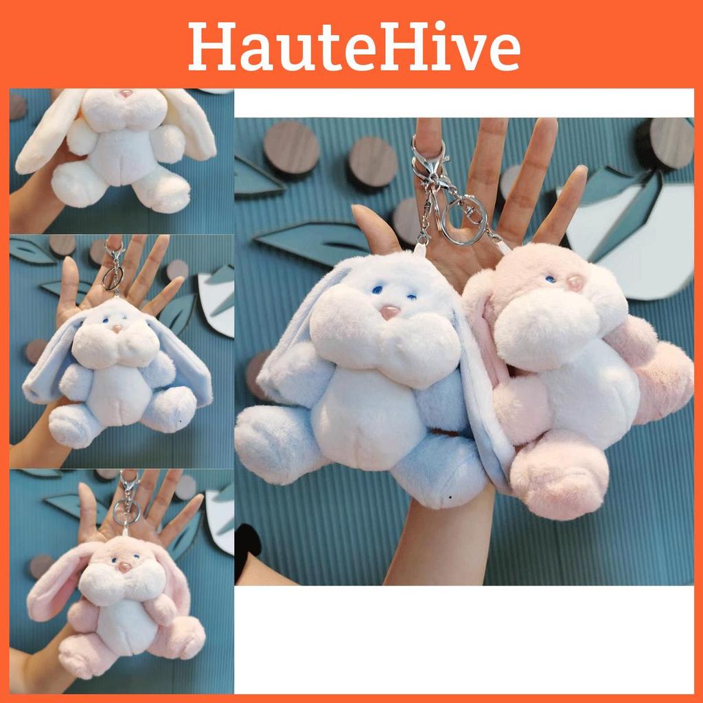 Adorable Plush Bunny Keychain Cute Soft Toy Doll For Couples And Bags Pink 15cm
