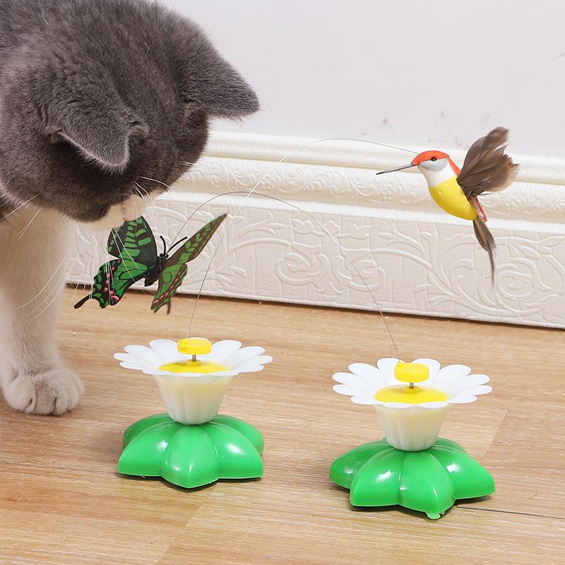 Rotating Electric Flying Butterfly Cat Toy Flying Bird Automatic Cat Teaser Toys Intelligent Training Fun Plaything Pet Supplies