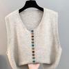 Vest Women's Vest Jacket Autumn and Winter Vest New Knitted Sweater V-neck Loose Fashion Vest Cardigan