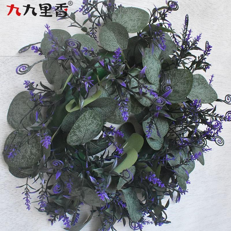Artificial Eucalyptus Wreath Small Lavender Leaf Door Decor Floral Ring Home Wedding Party