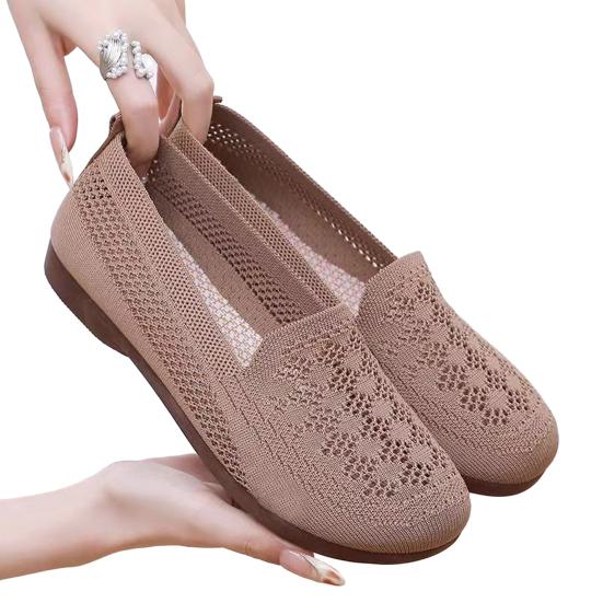 Женские сетчатые туфли, летние дышащие туфли без застежек, мягкая подошва, нескользящие повседневные кроссовки 36 кофейный