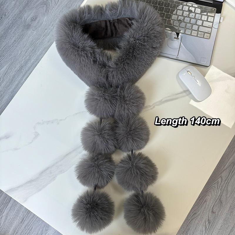 Long Faux Fox Fur Scarf Women Winter Warm Soft Furry Scarves Casual Lady Outdoor Neck Warmer Collar