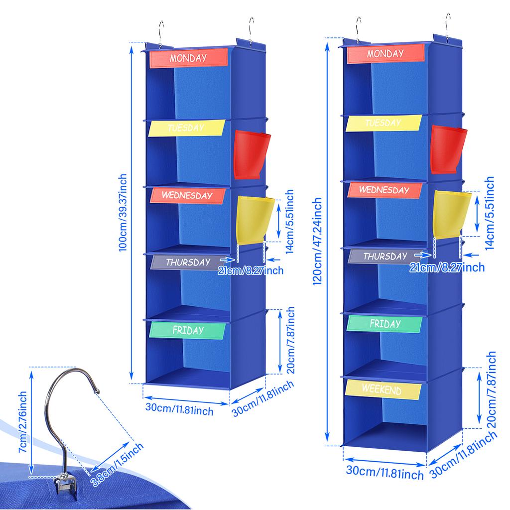5/6 Layer Weekly Clothes Hanging Organizer Bag Foldable Closet Multi-function Shoe Cap Clothes Kids Toys Storage Shelves