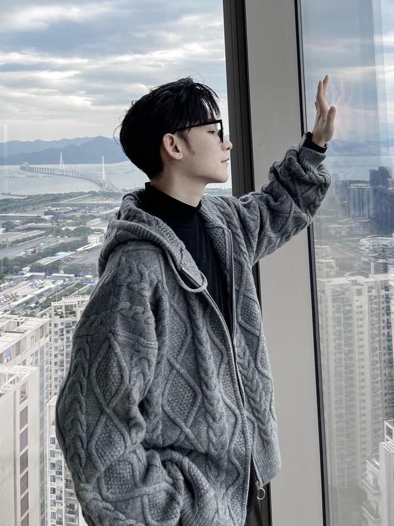 Men's Trendy Vintage Lazy Style Cardigan Hoodie Knitwear Sweater Jacket