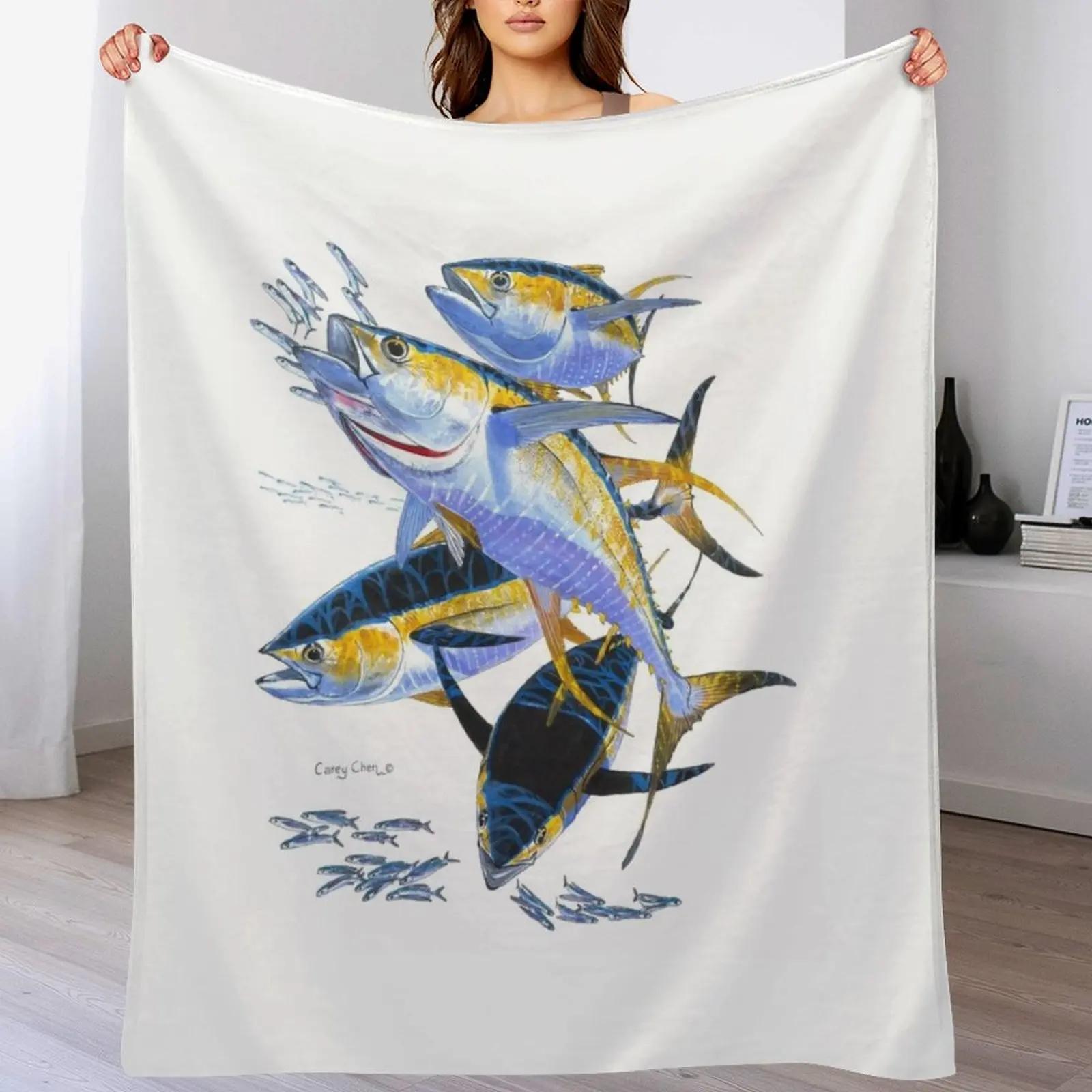 Yellowfin tuna Throw Blanket Wrinkle Resistant Lightweight Blanket 102x76cm(40x30in)