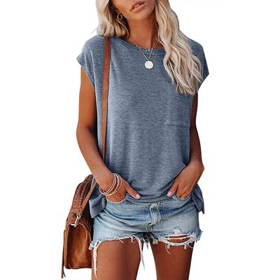 Summer V-neck Solid Colour Short Sleeve T-shirt