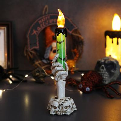 Reusable LED Flickering Halloween Decoration Candle With Realistic Hand Designs Battery Powered Holiday Tabletop