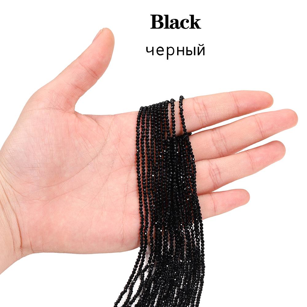 2mm Quartz Crystal Round Beads Faceted Glass Beads Loose Spacer Beads For DIY Bracelet Jewelry Making Supplies Accessories 2mm x Hole 0.1mm чёрный