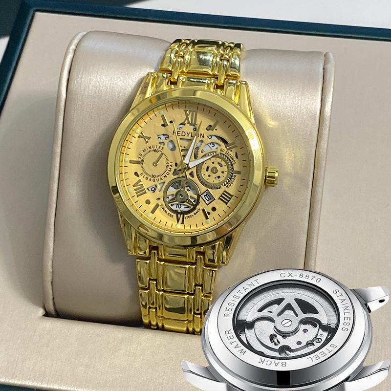 Ceas mecanic Tourbillon complet automat, nemecanic, ceas bărbătesc, impermeabil, luminos, curea din oțel, ceas bărbătesc