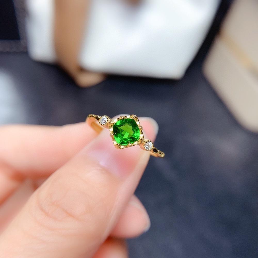 

18k Gold Plated Diopside Ring for Women Elegant Adjustable Open Band Minimalist Fashion Jewelry Gift adjustable