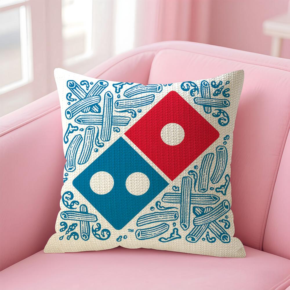Food DDominos Pizza Cushion Cover Natural Linen Pillow Case DoubleSided Print Decorative Sofa Pillowcase Home Decor Gift