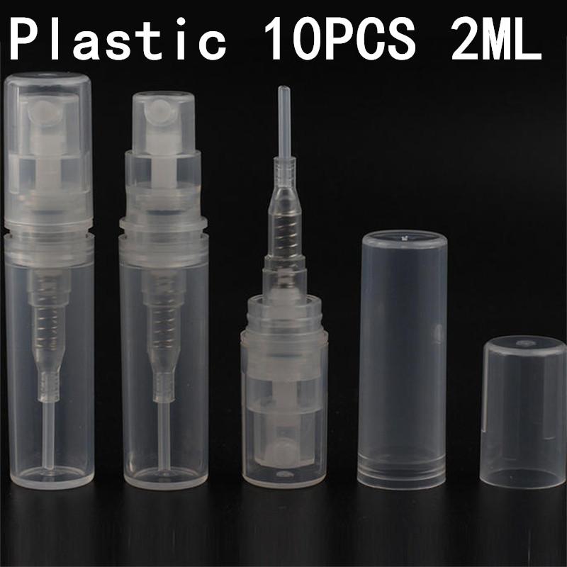 Wholesale 5/10/50/200/400pcs 2ML Portable Clear Plastic Spray Bottle Perfume Bottle Atomizer Sample Test Tube Thin PET Vials
