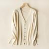 Spring & Autumn Women's V-Neck Knit Cardigan - Long Sleeve Short Sweater Jacket