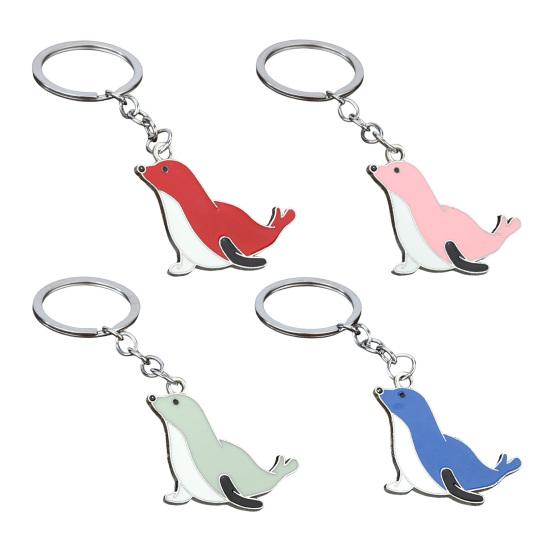 Keychain with Seal Pendant Lightweight Portable Keyring Creative Design Multiple Colors