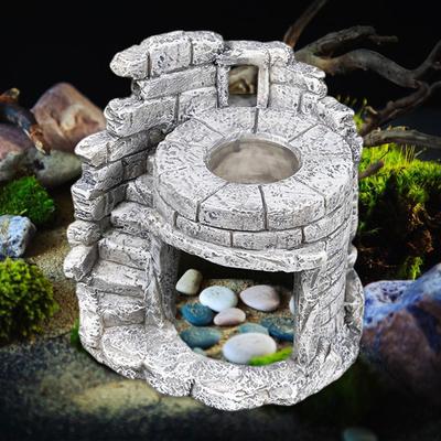 Ornamento Brinquedo Habitat Esconderijo de Répteis, Caverna de Rocha de Resina para Aquário Decoração de Ninho de Terrário para Aquário