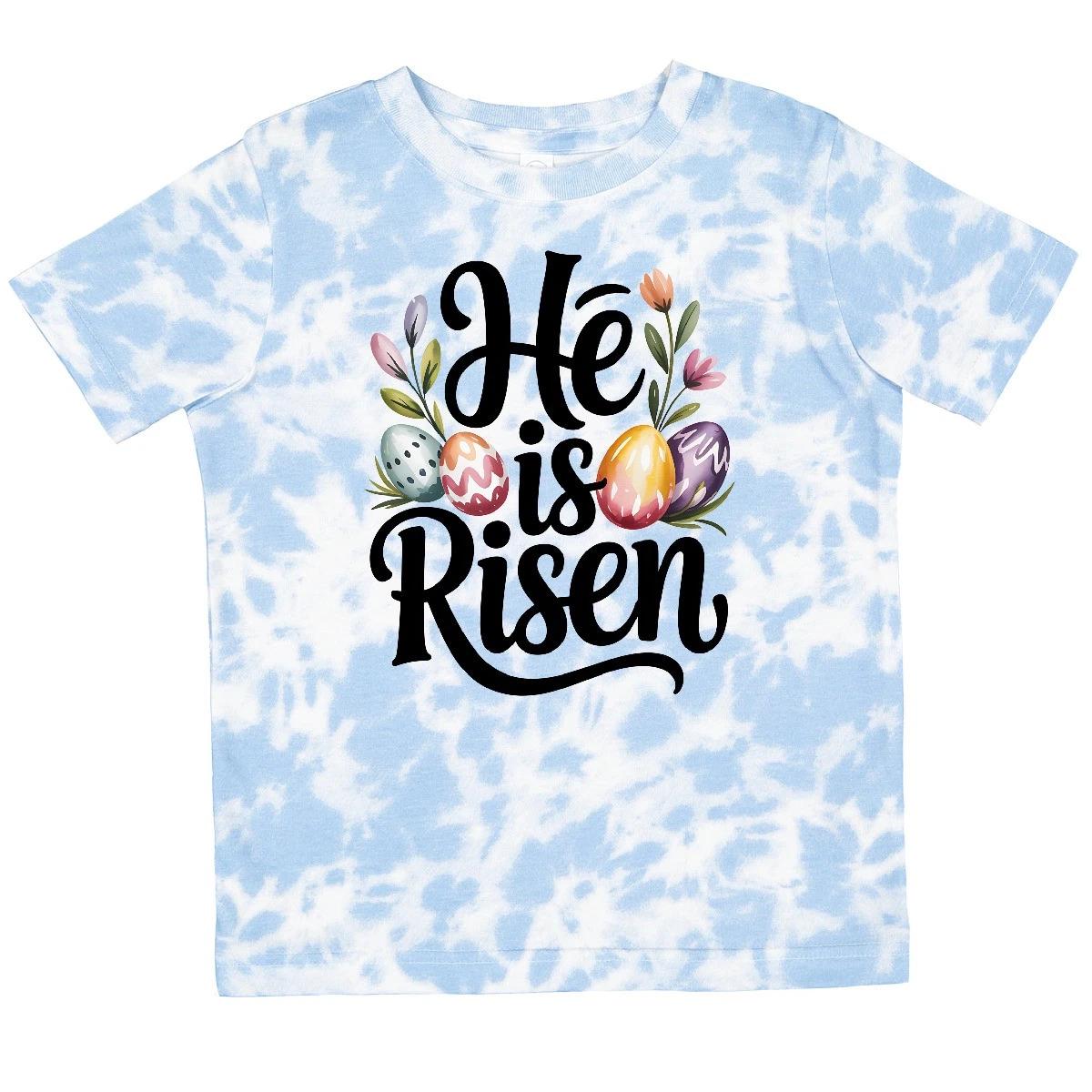 Inktastic He Is Risen Easter Eggs And Flowers Toddler kids boys T-Shirt Spring Christian 100