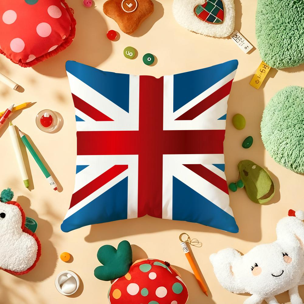 Union Jack Flag Cushion Cover Plush Fabric Soft DoubleSided Printed Sofa Warm Winter Home Gift Pillow Cover