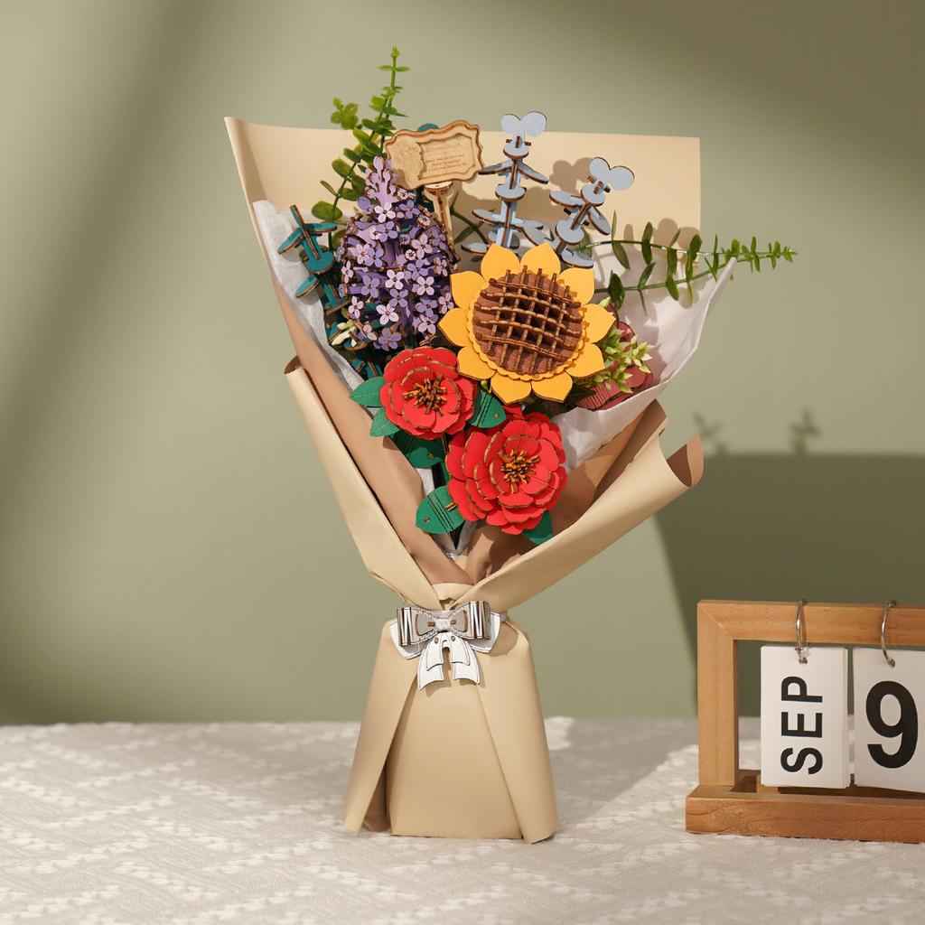 ROBOTIME Rowood DIY Wooden Flower Bouquet 3D Wooden Puzzle TW01H