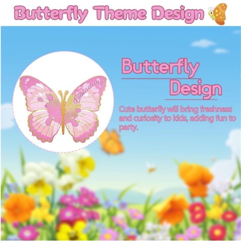 Schmetterling Einladungsbrief Für Kindergeburtstag, 12 Einladungsbriefe Für Mädchen Und Jungen Geburtstag, Umschlag, Siegelstreifen