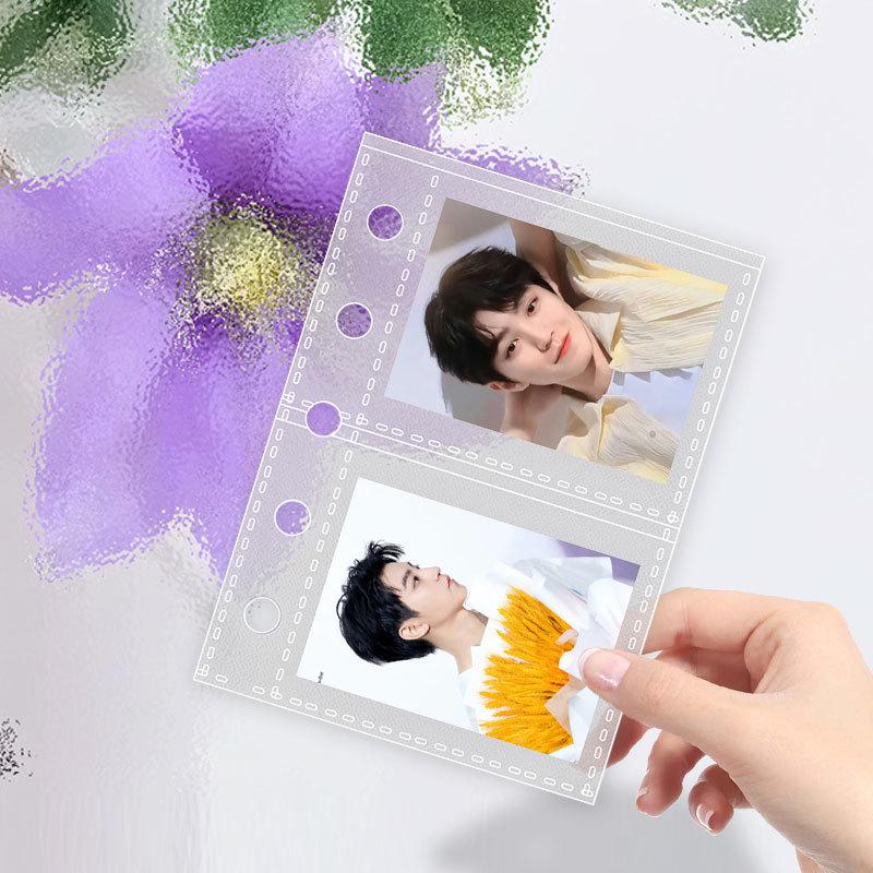 A8 Two-Pocket Card Album Pages: Frosted, Thick, Three-Layer 5-Hole Refills for Polaroid Photo Storage.