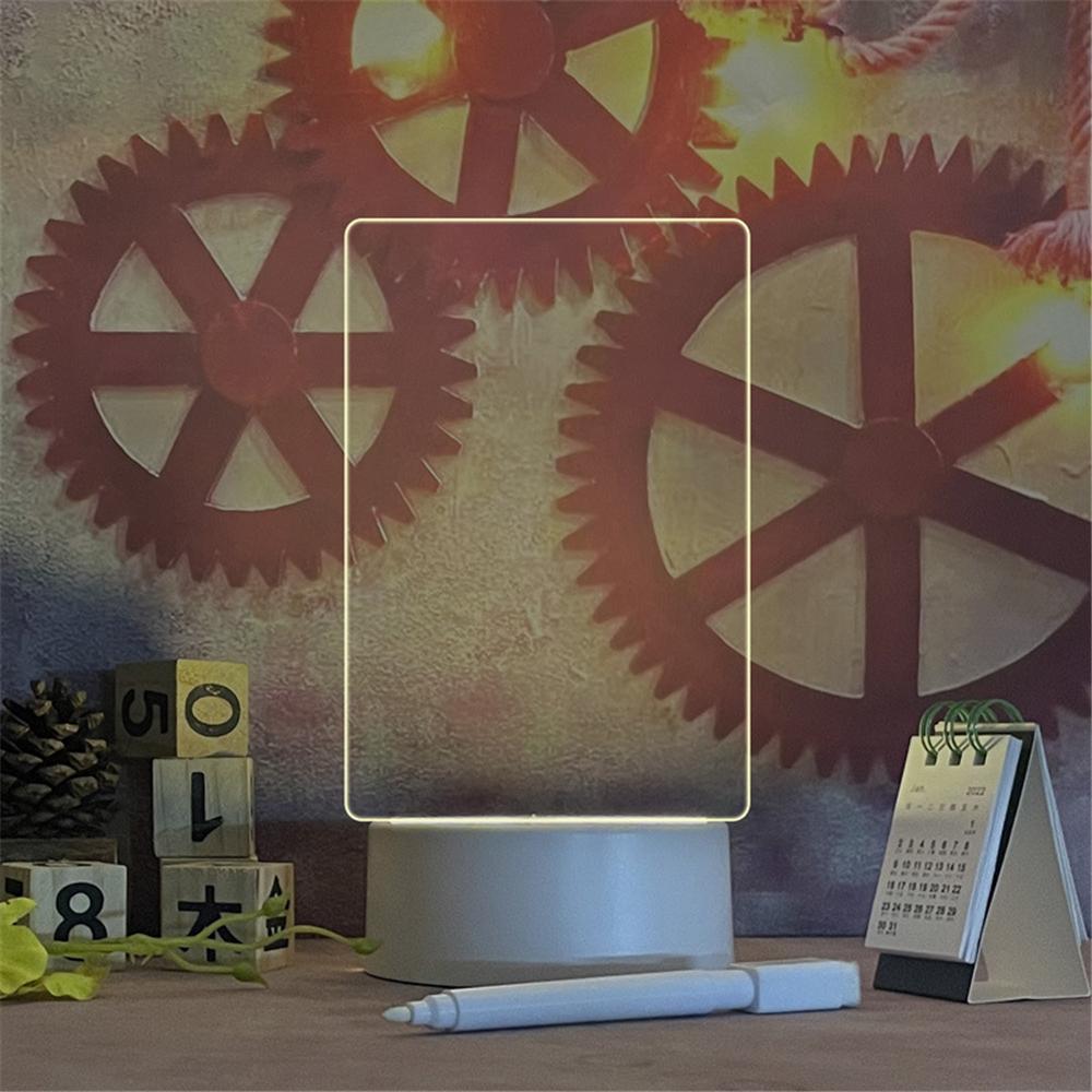 Transparente leuchtende LED-Nachtlichter, USB-leuchtendes Acryl-Nachtlicht, löschbares Schreibtafel-Kalender-Desktop-Ornamente
