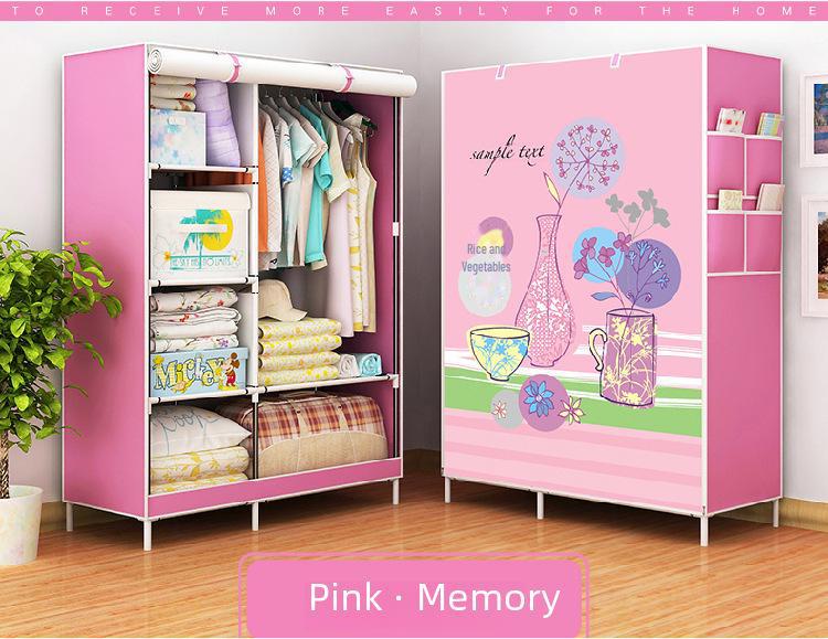 Simple Non-Woven Dustproof Folding Wardrobe with Steel Frame and Hanger