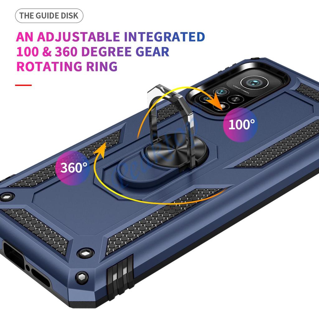 Para Xiaomi Mi 10T Capa Armor à Prova de Choque para Xiaomi Mi 10T Pro Proteção Militar Robusta Anel Suporte de Carro Capa Mi 10 T Pro