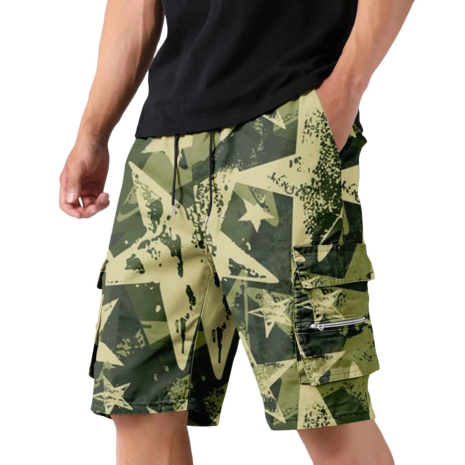 Men s Camouflage Cargo Shorts with Drawstring Waist Adjustable Fit Multi-Pocket Utility Workwear Outdoor Casual Shorts XXL