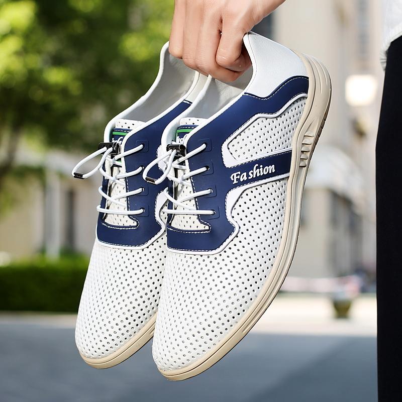 Fashion Hot Sale Men Casual Shoes Male Comfortable Driving Shoe Hollow Out Breathable Mens Sneakers Genuine Leather Men Walking Shoe