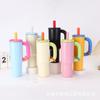 Stainless Steel Vacuum Insulated Travel Mug With Handle Straw 40oz Double Wall Cup Outdoor Office Car Use