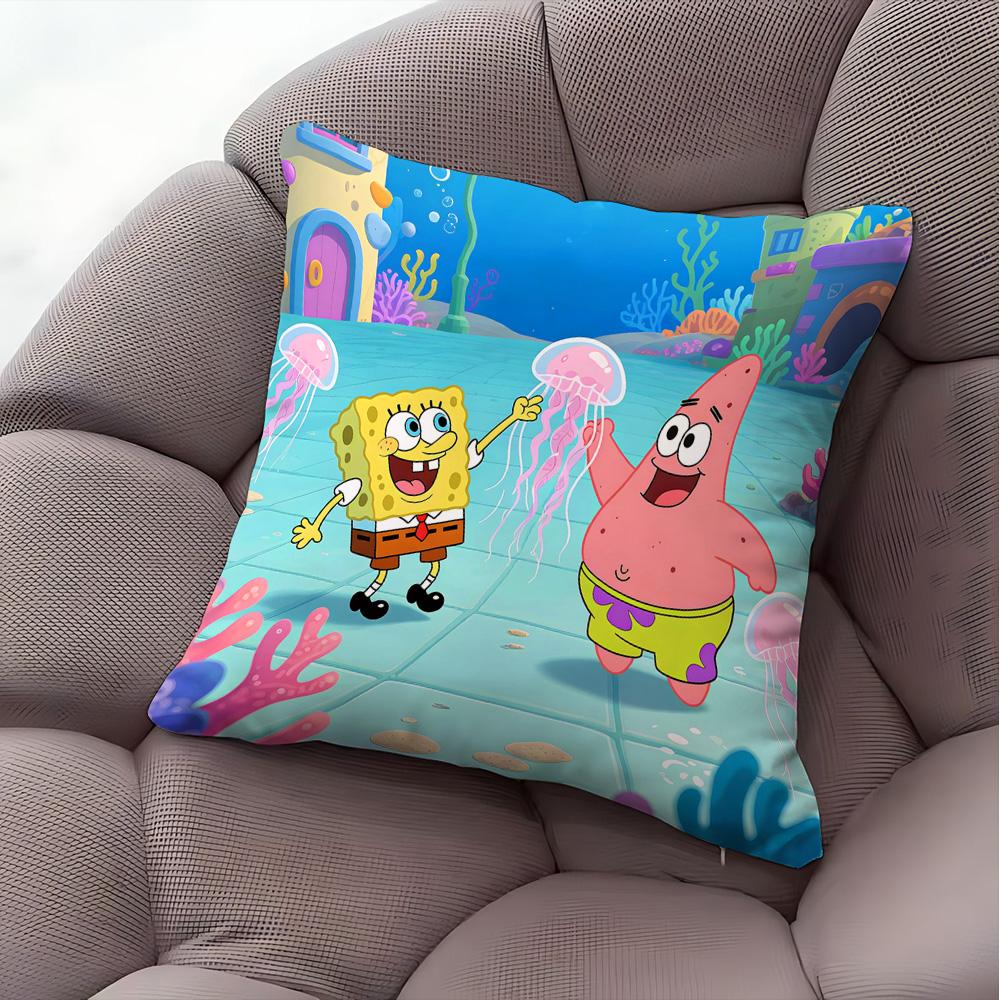 Cushion Covers For Bed Pillows Kawaii Spongebobs Decorative Pillowcases Home And Decoration 45X45 Cushions Cover Fall Decor Sofa