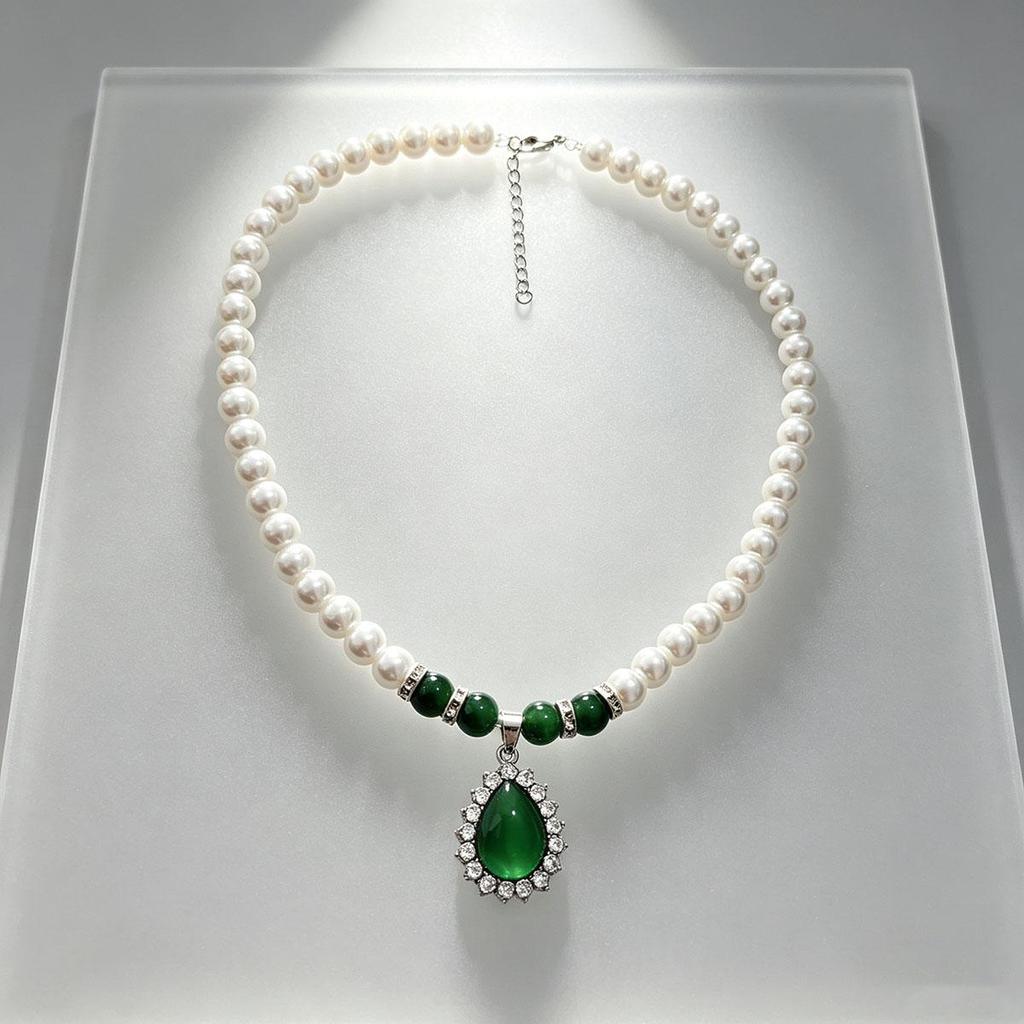 New style accessories, atmospheric silver water drop imitation pearl necklace, daily wear, wealthy, atmospheric pendant