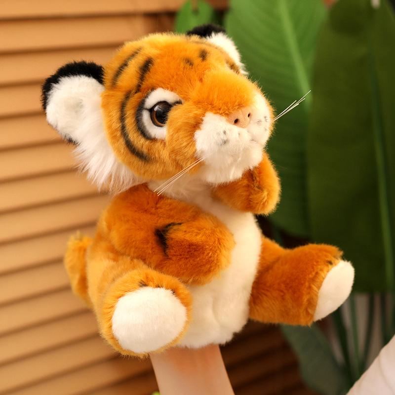 22cm Lovely Tiger Hand Puppet Plush Toys Cute Simulation Dolls Stuffed Soft Real Like Animal Toys Child Kids Decor Xmas Gift