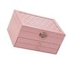 Jewelry Box Large Capacity 3 Layers Multifunctional Ring Necklace Earring Storage Box with Lock for Home Pink