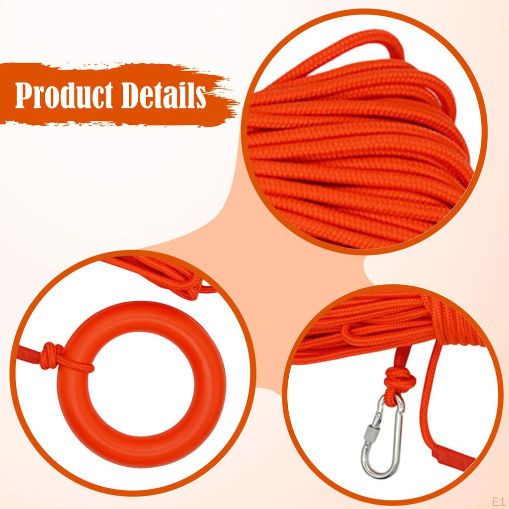 Water Float Lifesaving Rope Throwing with Secure Snap Hoop Life Line 8mmx20M for Buoyant