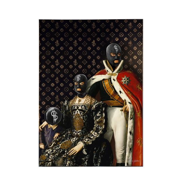 Vintage Maskerade Konge Par Maske Penger Plakat Veggkunst Lerretstrykk Interessante mennesker Maleri Stue Hjem
