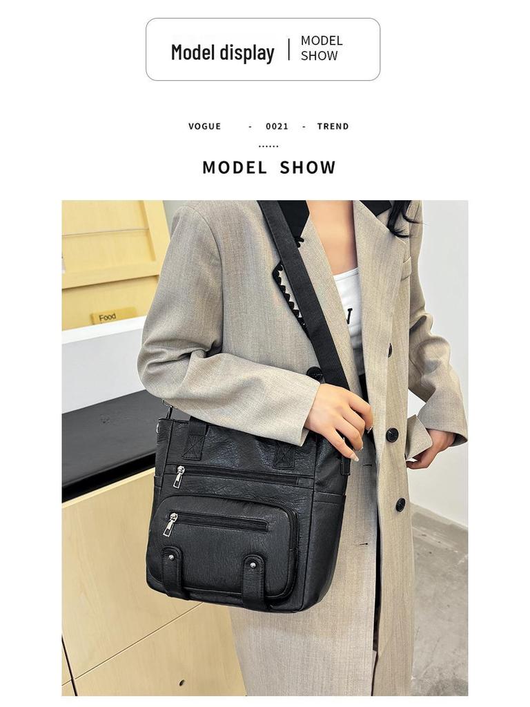 2025 Retro Soft Leather Mom Bag: Large Capacity Casual Tote and Crossbody