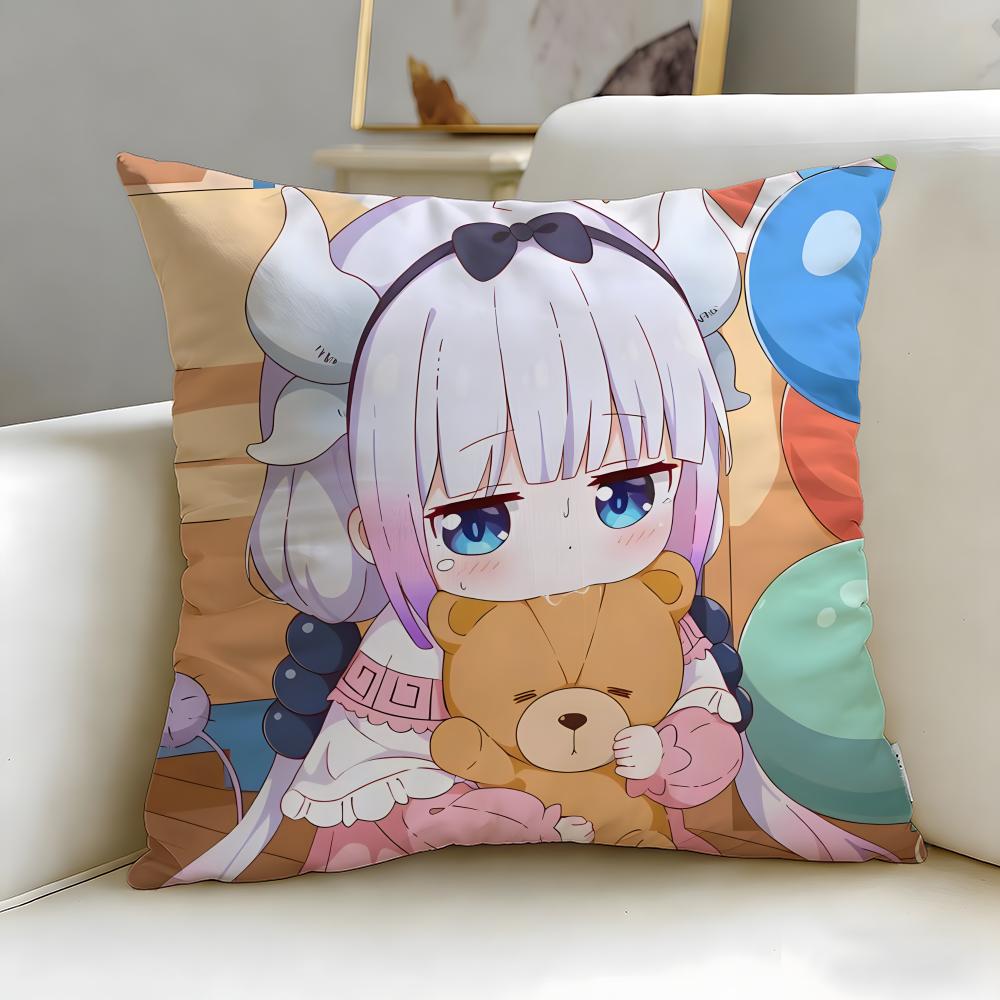 anime Miss Kobayashis Dragon Maid Cushion Cover Soft  EasyWash Pillow Case  Versatile for Couch Bed Travel and Office