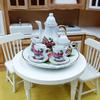 8Pcs/Set 1:12 Dollhouse Miniature Dining Ware Porcelain Tea Dish Cup Plate