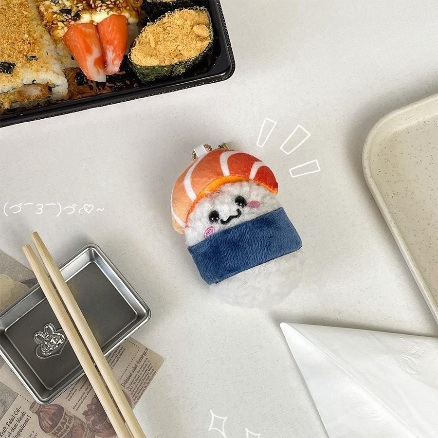 Japanese Salmon Sushi Plush Pendant Cute Doll Children's Student Backpack Accessories Keychain Mini Doll