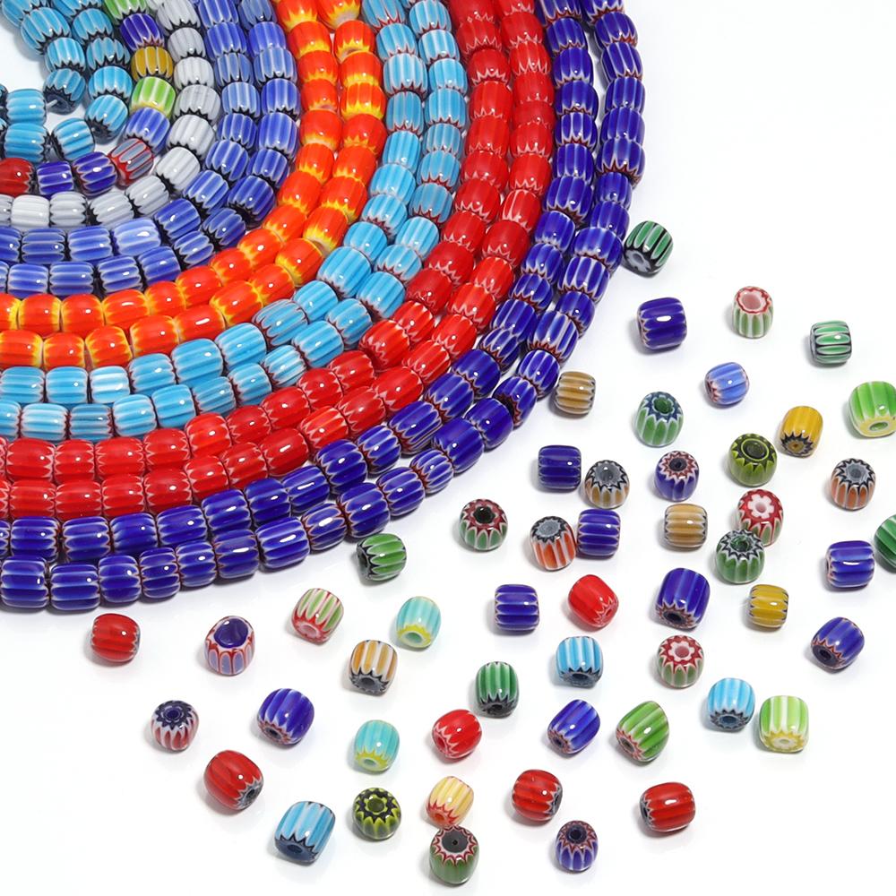 1 Strand 8mm Pumpkin Shape Lampwork Beads Cylinder Glazed Glass Beads For Diy Jewelry Making Necklace Bracelet  Accessories