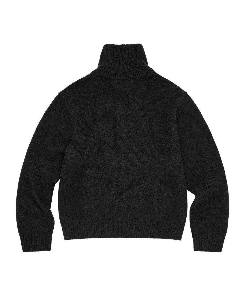 MEA Alpaca High Neck Knit Zip [Charcoal]