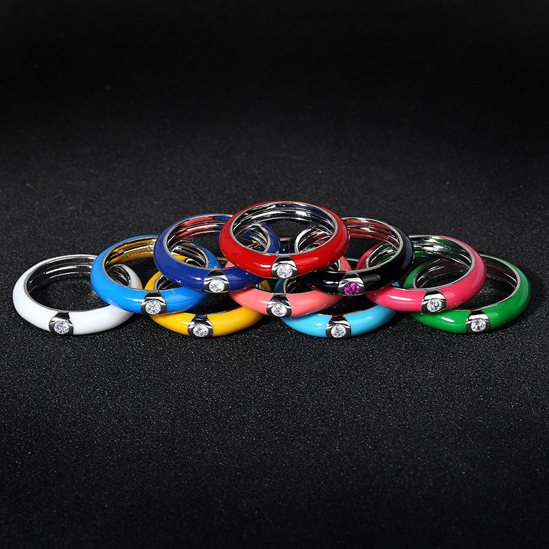 Vintage Color Enamel Zircon Ring Gold-plated Minimalist Flower Ring Female Wedding Party Engagement Jewelry Gift for Women