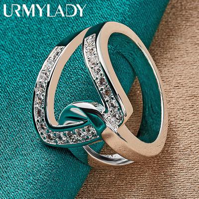 Anello in argento sterling 925 con zirconi intarsiati vuoti 7 8 9 10 Anello per donna Uomo Moda Matrimonio Festa di fidanzamento Gioielli con fascino