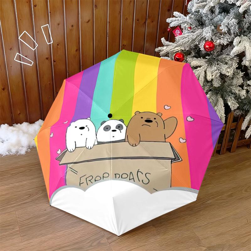 Cute Cartoon Bear Panda Box Umbrella Suitable All Seasons Home Travel Outdoor Activities Multi Functional Umbrella Folding Umbrella