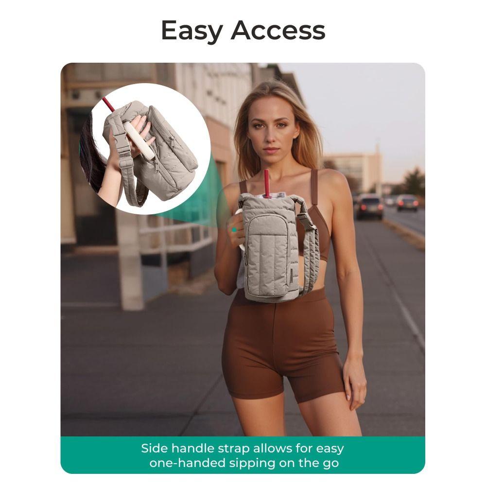 Water-resistant Water Bottle Holder Bag with Strap Portable Insulating Cup Sleeve Large Capacity Gym Accessories